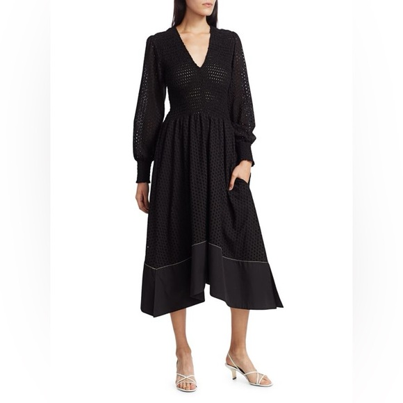 NWT - Proenza Schouler White Label Reversible Eyelet Black Long-Sleeve Dress (M) - Picture 4 of 8